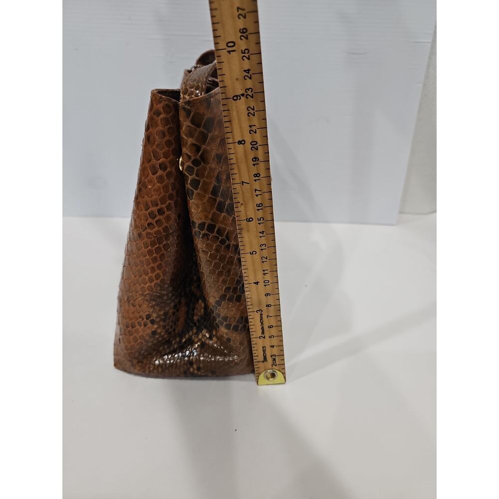 NEW Grand Pelle Genuine Python Skin Brown Tan Multi-way Tote Bag - Picture 7 of 14